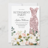 Rose Gold Dress Blush White Retirement Party Einladung (Vorderseite)
