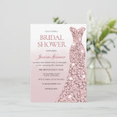 Rose Gold Dress Dusty Rose Brautparty Einladung (Stehend Vorderseite)