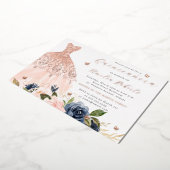 Rose Gold Dress Elegante Blumenschmetterling Folieneinladung (Gedreht)