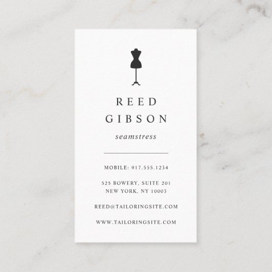 Rose Gold Dress Form | Seamstress Schneider Design Visitenkarte (Rückseite)