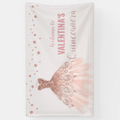 Rose Gold Dress Quinceañera 15. Geburtstag Hinterg Banner (Vertikal)