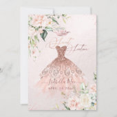 Rose Gold Dress Sweet 16 Wasserfarben Blume Einladung (Vorderseite)