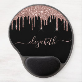 Rose Gold Drilling Glitzer Black Gel Mousepad