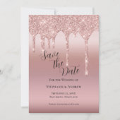 Rose Gold Drilling Glitzer Blush Pink QR-Code Save The Date (Vorderseite)