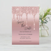 Rose Gold Drilling Glitzer Blush Pink QR-Code Save The Date (Stehend Vorderseite)