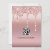 Rose Gold Drilling Glitzer Blush Pink QR-Code Save The Date (Rückseite)