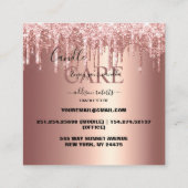 Rose Gold Drilling Glitzer Candle Care Quadratische Visitenkarte (Rückseite)