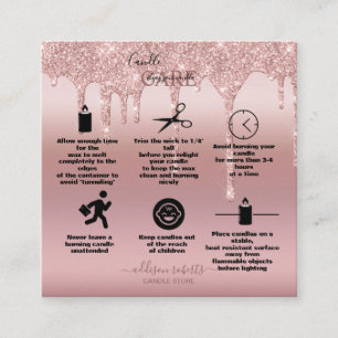 Rose Gold Drilling Glitzer Candle Care Quadratische Visitenkarte