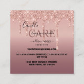 Rose Gold Drilling Glitzer Candle Care Quadratische Visitenkarte (Rückseite)