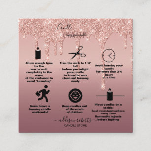 Rose Gold Drilling Glitzer Candle Care Quadratische Visitenkarte