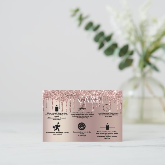 Rose Gold Drilling Glitzer Candle Care Visitenkarte (Stehend Vorderseite)