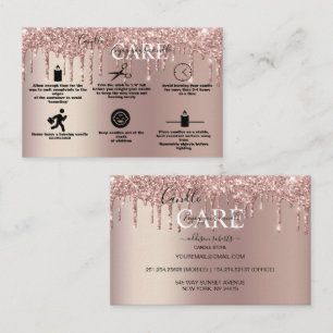 Rose Gold Drilling Glitzer Candle Care Visitenkarte