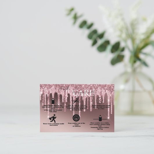 Rose Gold Drilling Glitzer Candle Care Visitenkarte (Stehend Vorderseite)