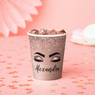 Rose Gold Drilling Glitzer Glam Eyes Pappbecher
