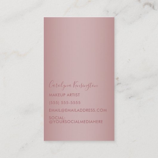 Rose Gold Drilling Glitzer Lips Makeup Artist Visitenkarte (Rückseite)