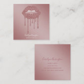Rose Gold Drilling Glitzer Lips Makeup Quadratische Visitenkarte (Vorne/Hinten)