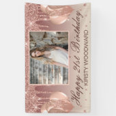 Rose Gold Drilling Glitzer mit Diamanten Geburtsta Banner (Vertikal)