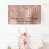 Rose Gold Drilling Glitzer mit Diamanten Geburtsta Banner (Insitu)