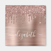 Rose Gold Drilling Glitzer Mit Monogramm Magnet (Vorne)