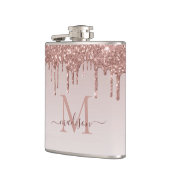 Rose Gold Drilling Glitzer Modernes Sparkle Monogr Flachmann (Links)