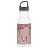 Rose Gold Drilling Glitzer Monogram Edelstahlflasche (Vorderseite)