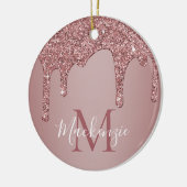 Rose Gold Drilling Glitzer Monogram Foto Keramik Ornament (Links)