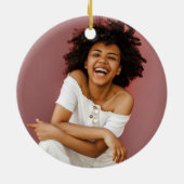 Rose Gold Drilling Glitzer Monogram Foto Keramik Ornament (Hinten)