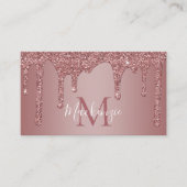 Rose Gold Drilling Glitzer Monogram QR Code Visitenkarte (Vorderseite)