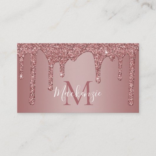 Rose Gold Drilling Glitzer Monogram QR Code Visitenkarte (Vorderseite)