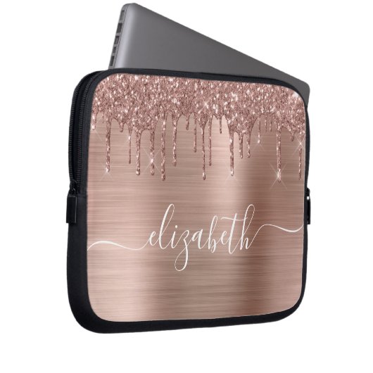 Rose Gold Drilling Glitzer Personalisiert Laptopschutzhülle (Vorne Rechts)