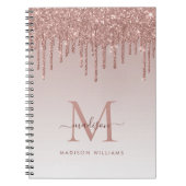 Rose Gold Drilling Glitzer Sparkle Monogram Script Notizblock (Vorderseite)