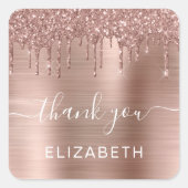 Rose Gold Drilling Glitzer Vielen Dank Quadratischer Aufkleber (Vorderseite)
