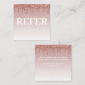 Rose Gold Drilling Glitzer Weiterempfehlen Empfehlungskarte (Vorne/Hinten)