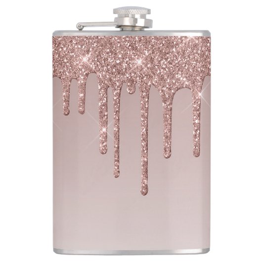 Rose Gold Dripping Glasseim Flachmann (Vorderseite)