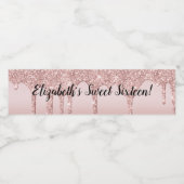Rose Gold Dripping Glitter Sweet Sechzehn Wasserflaschenetikett (Einzelnes Label)