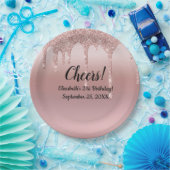 Rose Gold Dripping Glitzer 21. Geburtstag Pappteller (Party)