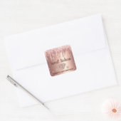 Rose Gold Dripping Glitzer & Diamond Sweet 16 Quadratischer Aufkleber (Umschlag)