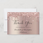 Rose Gold Dripping Glitzer Hochzeit Dankeschön Kar Dankeskarte (Vorderseite)