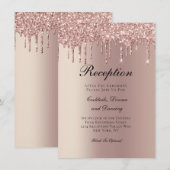 Rose Gold Dripping Glitzer Hochzeitsszension Begleitkarte (Vorne/Hinten)