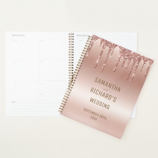Rose Gold Dripping Glitzer Metallic Wedding Planer (Anzeige)