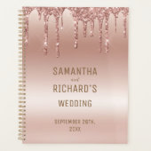 Rose Gold Dripping Glitzer Metallic Wedding Planer (Vorderseite)