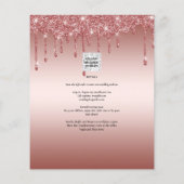 Rose Gold Dripping Glitzer Moderne Hochzeit Einlad Flyer (Hinten)