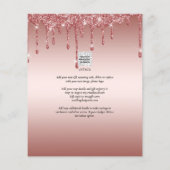 Rose Gold Dripping Glitzer Moderne Hochzeit Einlad Flyer (Hinten)