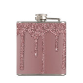 Rose Gold Dripping Glitzer Monogram Flachmann (Rückseite)
