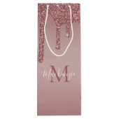 Rose Gold Dripping Glitzer Monogram Geschenktüte Für Weinflaschen (Rückseite)