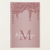 Rose Gold Dripping Glitzer Monogram Planer (Vorderseite)