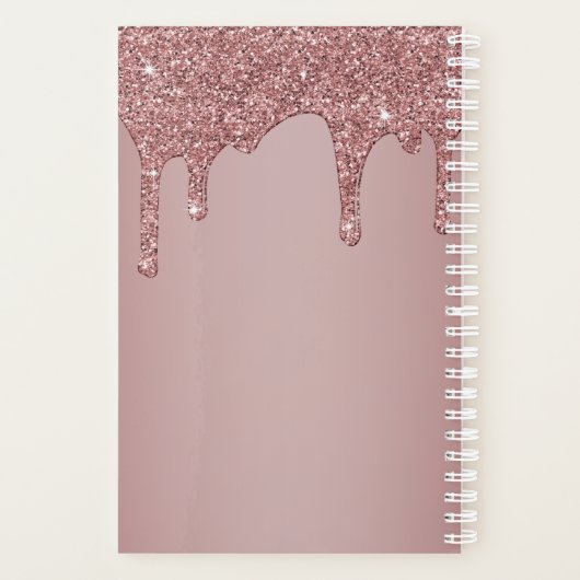 Rose Gold Dripping Glitzer Monogram Planer (Rückseite)