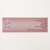 Rose Gold Dripping Glitzer Monogram Yogamatte (Rückseite (Horizontal))