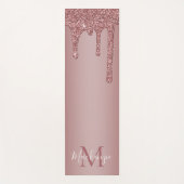 Rose Gold Dripping Glitzer Monogram Yogamatte (Vorderseite)