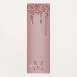 Rose Gold Dripping Glitzer Monogram Yogamatte